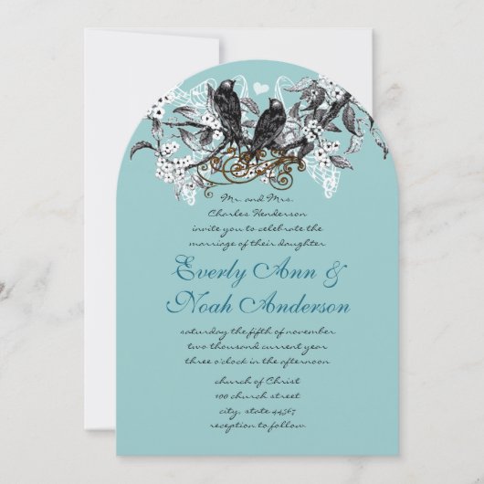 Tortelduifjes Blue Branch Wedding Kaart (Voorkant)