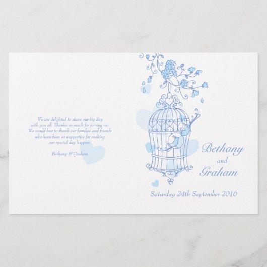 Tortelduifjes blue Wedding Program (Voorkant)