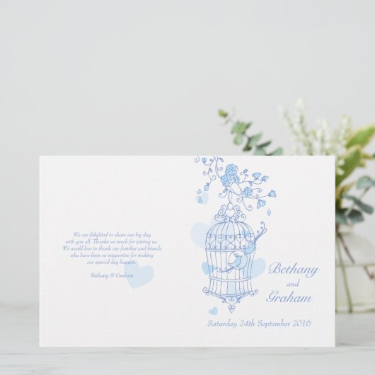 Tortelduifjes blue Wedding Program (Staand voorkant)