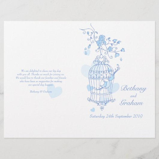 Tortelduifjes blue Wedding Program (Voorkant)