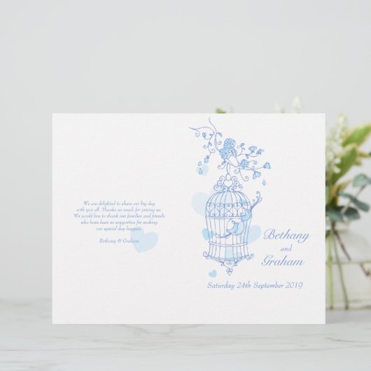 Tortelduifjes blue Wedding Program (Staand voorkant)