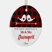 Tortelduifjes boerderij de heer Mrs. Keramisch Ornament (Rechts)