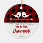 Tortelduifjes boerderij de heer Mrs. Keramisch Ornament (Voorkant)