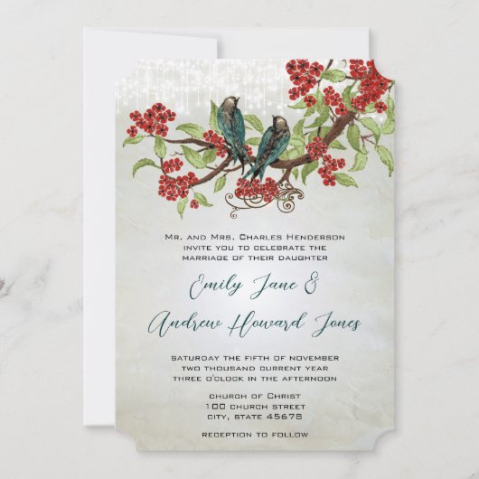  Tortelduifjes Boho Wedding Invitations Kaart (Voorkant)