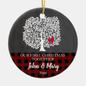 Tortelduifjes boom- en bleekcontrolestel keramisch ornament (Voorkant)