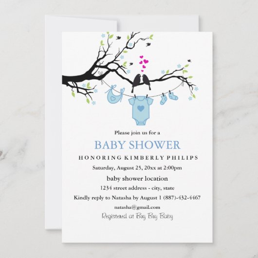 Tortelduifjes | Boy Baby shower Invitation Kaart (Voorkant)