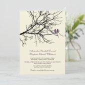 Tortelduifjes Branch Wedding Invitation (plum) Kaart (Staand voorkant)