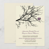Tortelduifjes Branch Wedding Invitation (plum) Kaart (Voorkant / Achterkant)