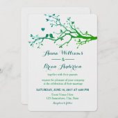 Tortelduifjes Branches Green Hues Wedding Invite Kaart (Voorkant / Achterkant)