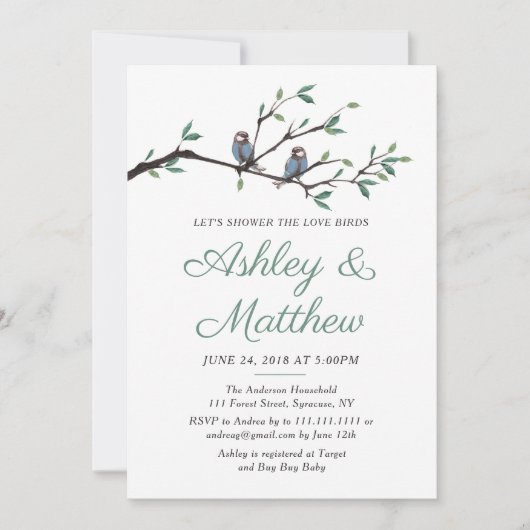 Tortelduifjes Bridal Shower Invitation Kaart (Voorkant)