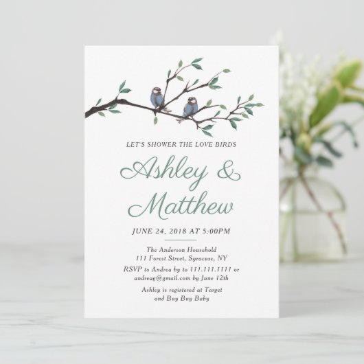 Tortelduifjes Bridal Shower Invitation Kaart (Staand voorkant)