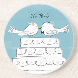Tortelduifjes Bride en Groom Wedding Cake Kiss Zandsteen Onderzetter