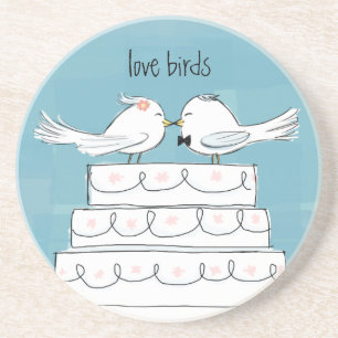 Tortelduifjes Bride en Groom Wedding Cake Kiss Zandsteen Onderzetter