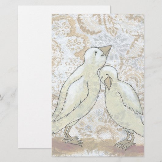 Tortelduifjes briefpapier perfecte romantische kun (Voorkant / Achterkant)