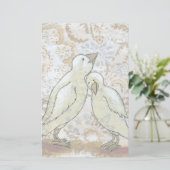 Tortelduifjes briefpapier perfecte romantische kun (Staand voorkant)