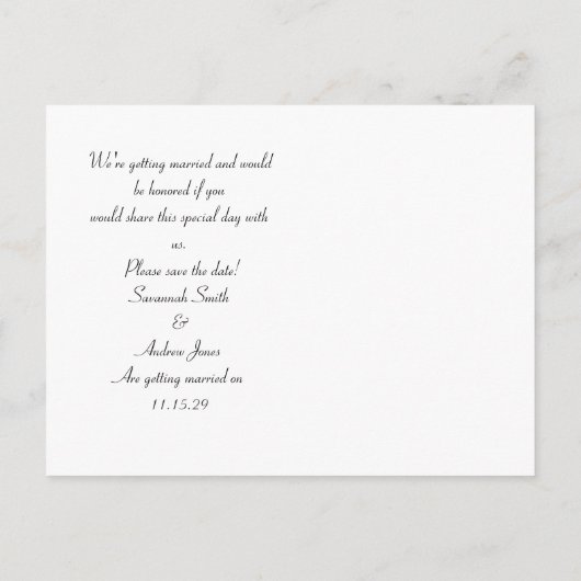 Tortelduifjes Bruiloft Bewaar de datum Uitnodiging Briefkaart (Achterkant)