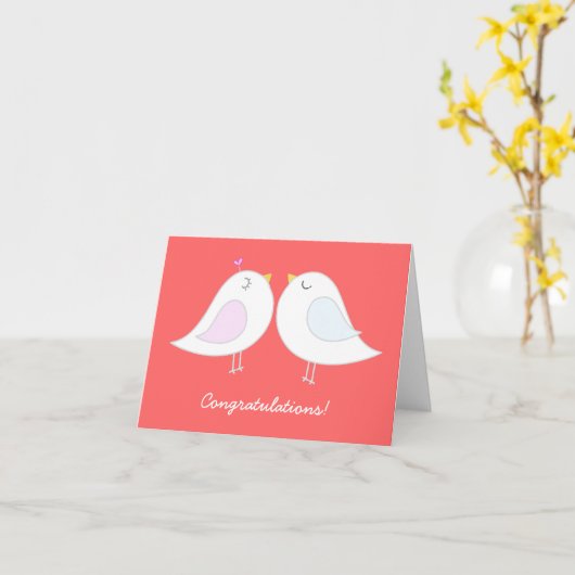 Tortelduifjes Bruiloft Gefeliciteerd Kaart (Gele Bloem)