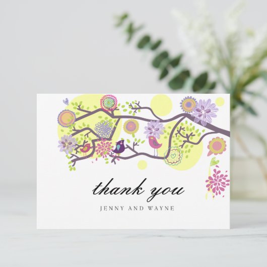 Tortelduifjes bruiloft Hartelijk dank voor witte k Bedankkaart (Staand voorkant)