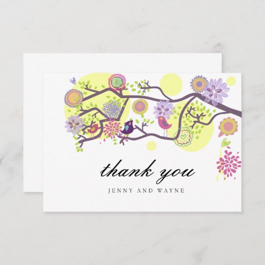 Tortelduifjes bruiloft Hartelijk dank voor witte k Bedankkaart (Voorkant / Achterkant)