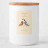 Tortelduifjes bruiloft kaars label voedselcontainer etiket (Voorkant)