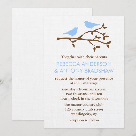 Tortelduifjes bruiloft kaart (Voorkant / Achterkant)