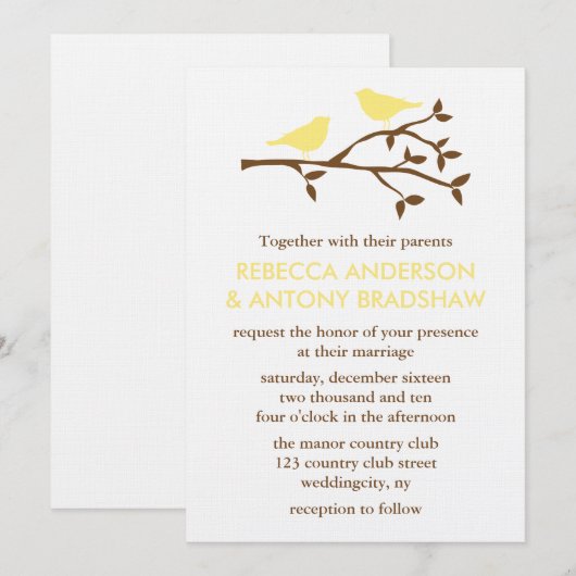 Tortelduifjes bruiloft kaart (Voorkant / Achterkant)