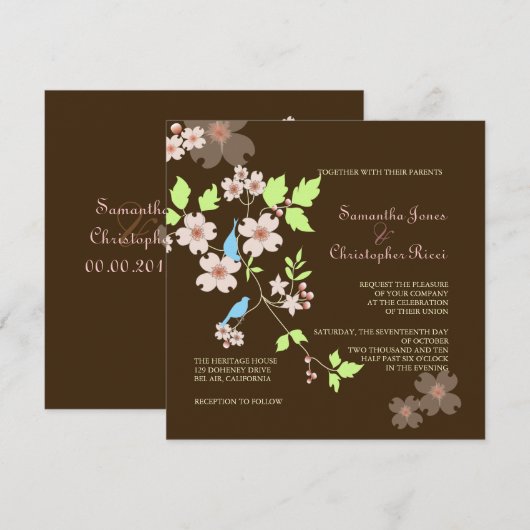 Tortelduifjes bruiloft kaart (Voorkant / Achterkant)