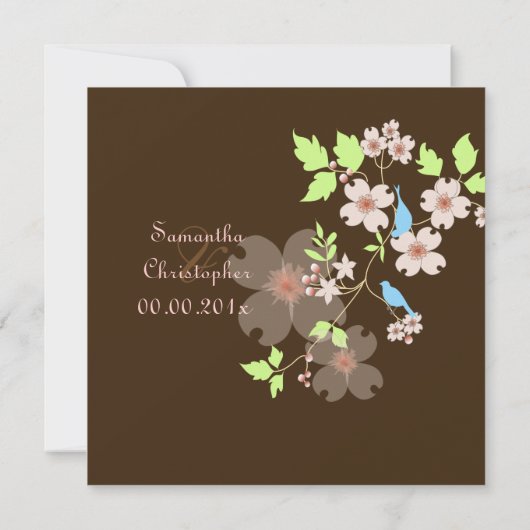 Tortelduifjes bruiloft kaart (Achterkant)