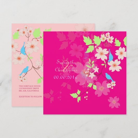 Tortelduifjes bruiloft kaart (Voorkant / Achterkant)