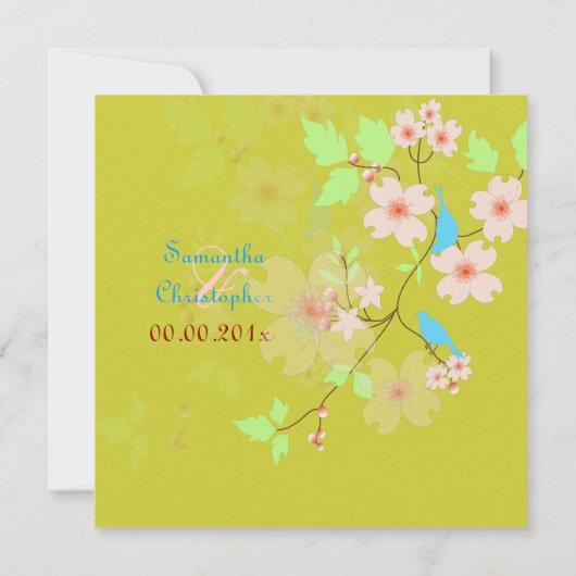 Tortelduifjes bruiloft kaart (Achterkant)