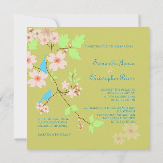 Tortelduifjes bruiloft kaart (Voorkant)