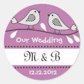 Tortelduifjes Bruiloft Monogram Stickers (Voorkant)