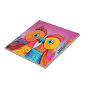 TORTELDUIFJES BRUILOFT PAPEGAAI KUNST Keramische T Tegeltje (Zijkant)
