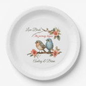 Tortelduifjes bruiloft papieren bordje (Voorkant)