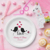 Tortelduifjes bruiloft receptie gepersonaliseerd papieren bordje (Feest)