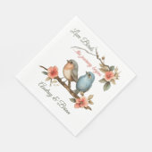 Tortelduifjes bruiloft receptie gepersonaliseerde  servet (Hoek)
