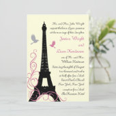 Tortelduifjes bruiloft uitnodiging (off white) (Staand voorkant)