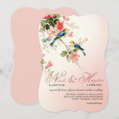  Tortelduifjes bruiloft | zwart roze wit Kaart (Voorkant / Achterkant)