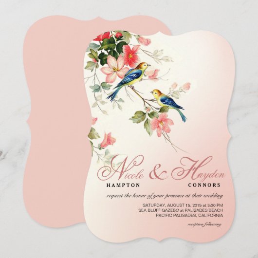  Tortelduifjes bruiloft | zwart roze wit Kaart (Voorkant / Achterkant)