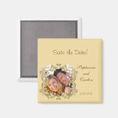 Tortelduifjes bruin/bruin bruiloft aankondiging ma magneet (Voorkant / Achterkant)