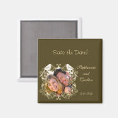 Tortelduifjes bruin/crème bruiloft aankondiging ma magneet (Voorkant / Achterkant)