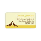 Tortelduifjes bruin geel streepje aangepaste maili etiket (Voorkant)