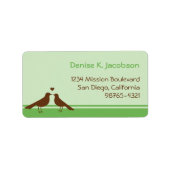 Tortelduifjes bruin groene streep aangepaste maili etiket (Voorkant)