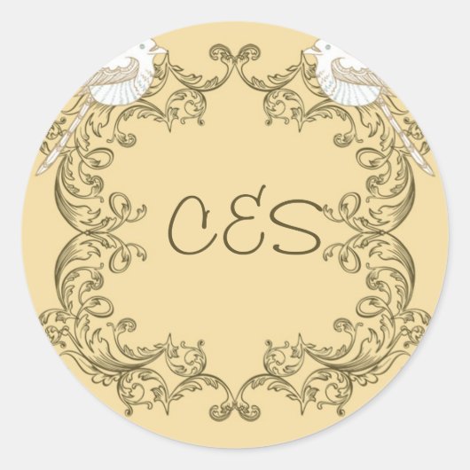 Tortelduifjes Bruin/Tan Bruiloft Envelop Stickers (Voorkant)