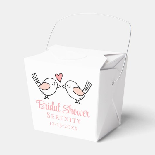 Tortelduifjes Cartoon Roze Lovevogels Vrijgezellen Bedankdoosjes (Voorkant Zijde)