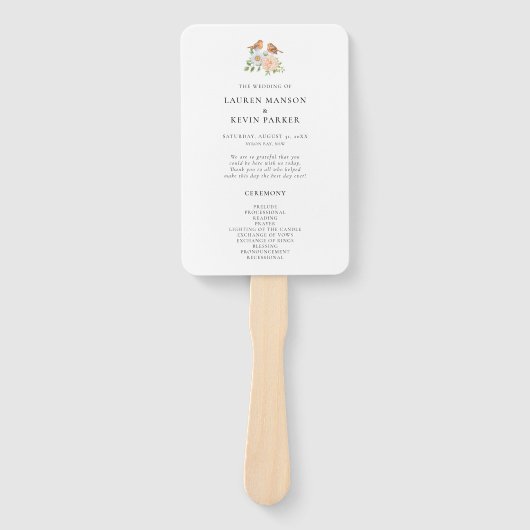 Tortelduifjes Ceremonie Programma Hand Fan Handwaaier (Voorkant)