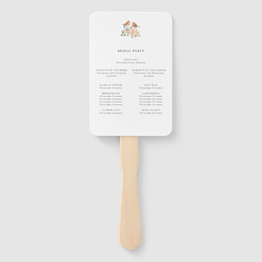 Tortelduifjes Ceremonie Programma Hand Fan Handwaaier (Achterkant)