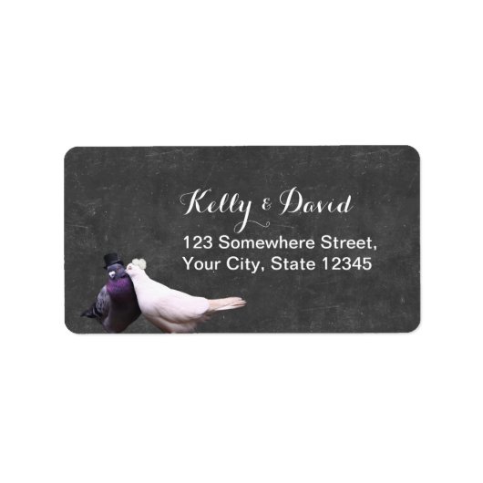 Tortelduifjes  Chalkboard bruiloft Etiket (Voorkant)