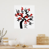 Tortelduifjes Chinees liefdessymbool op Sakura-boo Poster (Keuken)