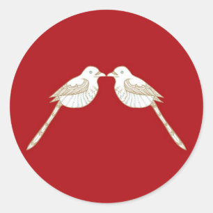 Tortelduifjes Crimson/Creme bruiloft envelop afdic Ronde Sticker